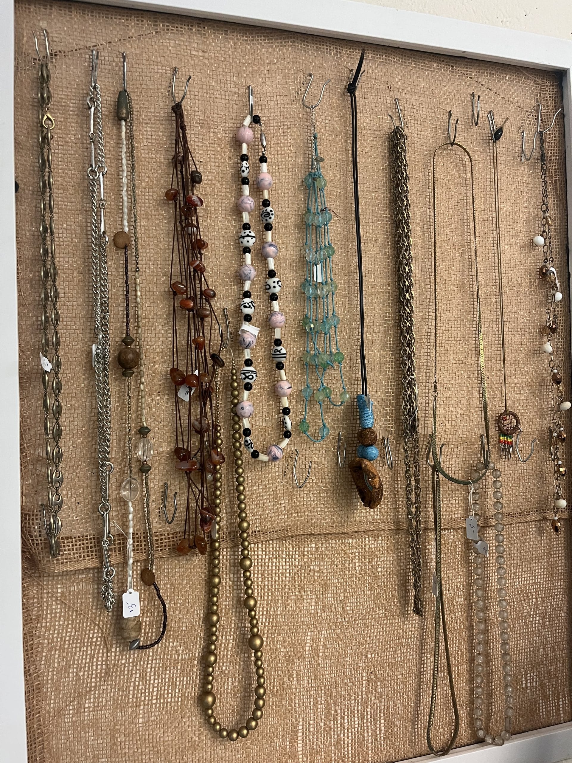 necklaces at the thrift store