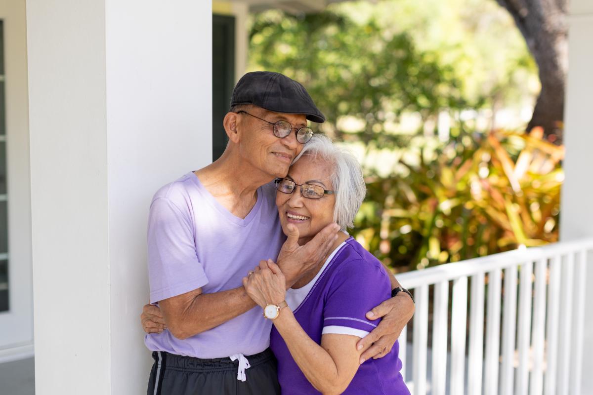 a couple embracing